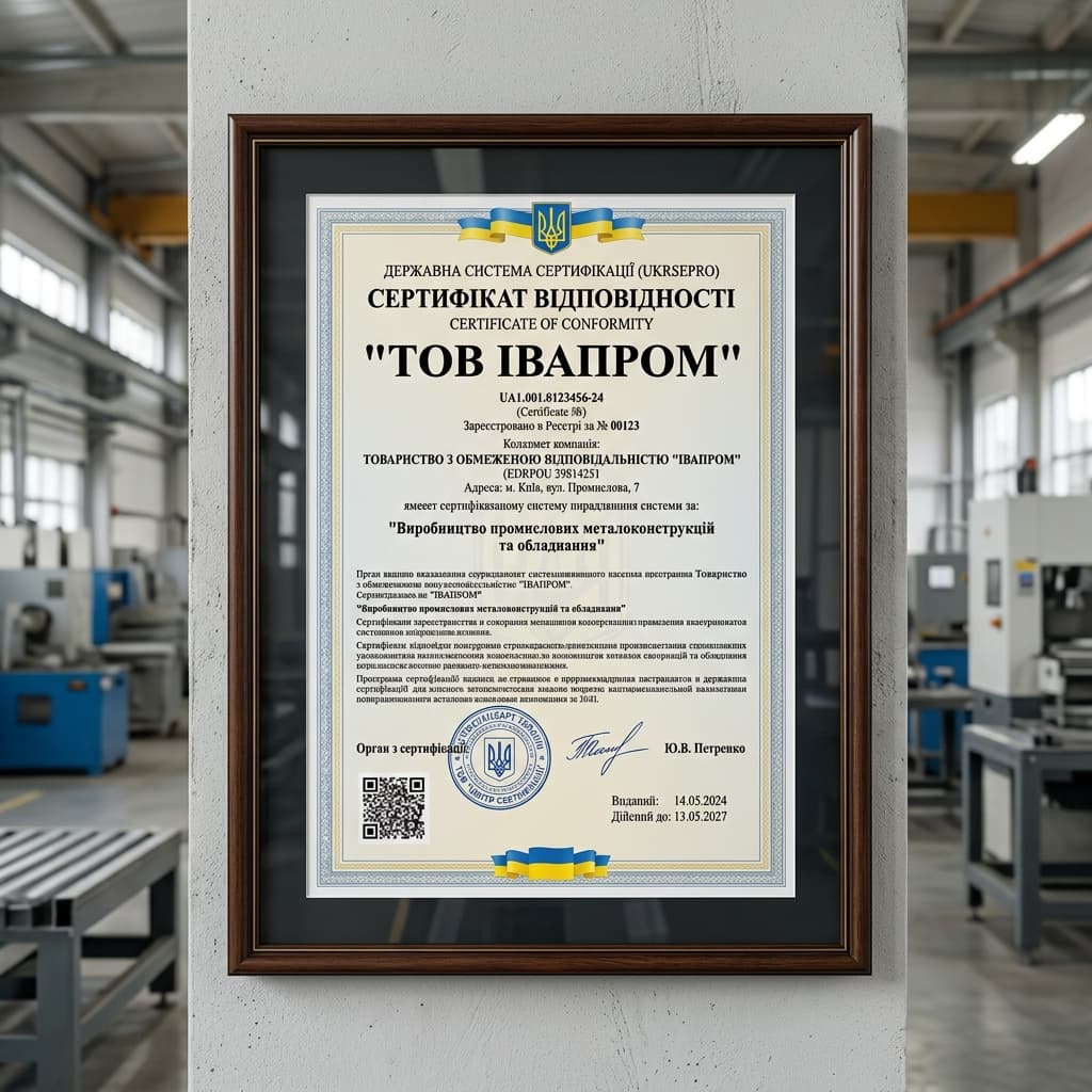 Сертифікат якості компанії Ivaprom